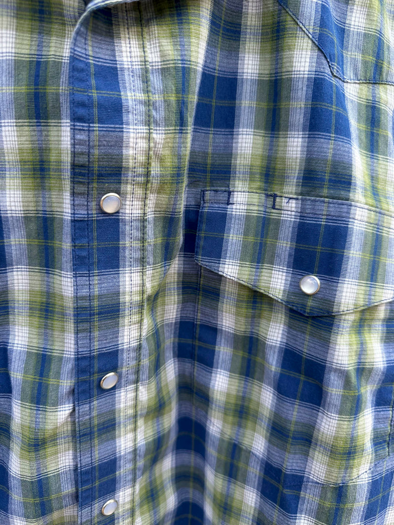 Blue & Green Plaid Wrangler Western Shirt