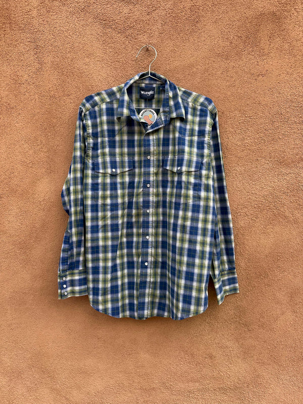 Blue & Green Plaid Wrangler Western Shirt