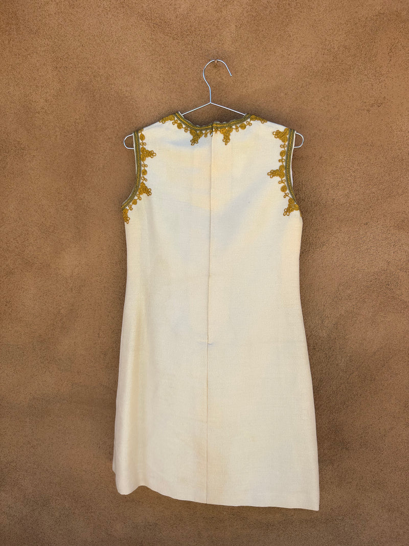 Deco Sleeveless Dress with Lasso Stitch & Gold Piping