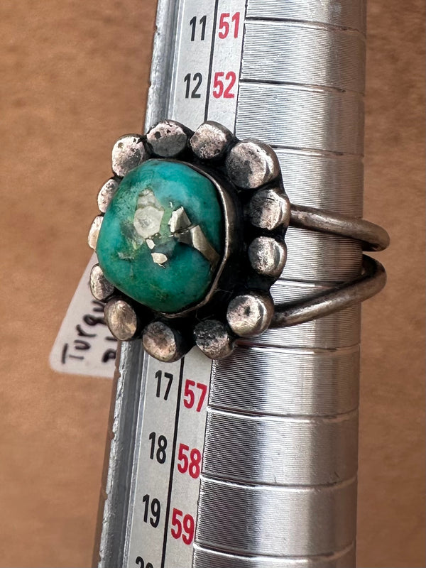 Turquoise Blossom and Sterling Silver Ring