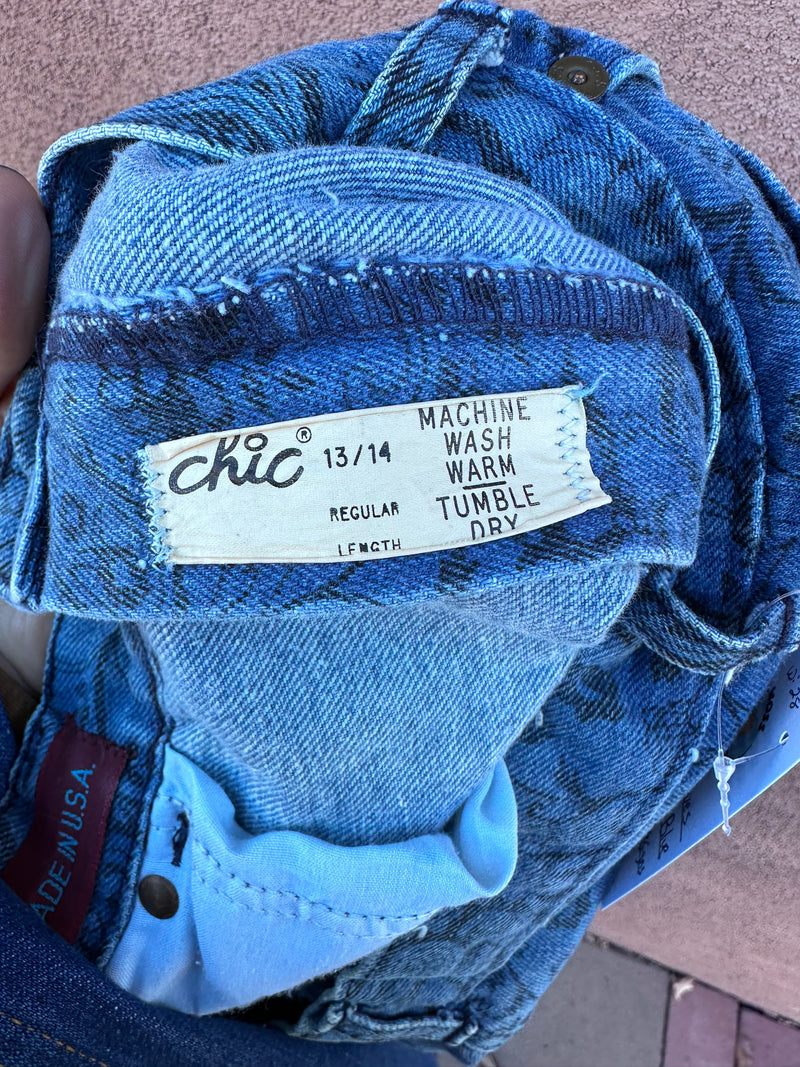 Vintage Sunset Blues by Chic Blue Jeans with Designs 13 14 Waist 28 DESERT MOSS VINTAGE