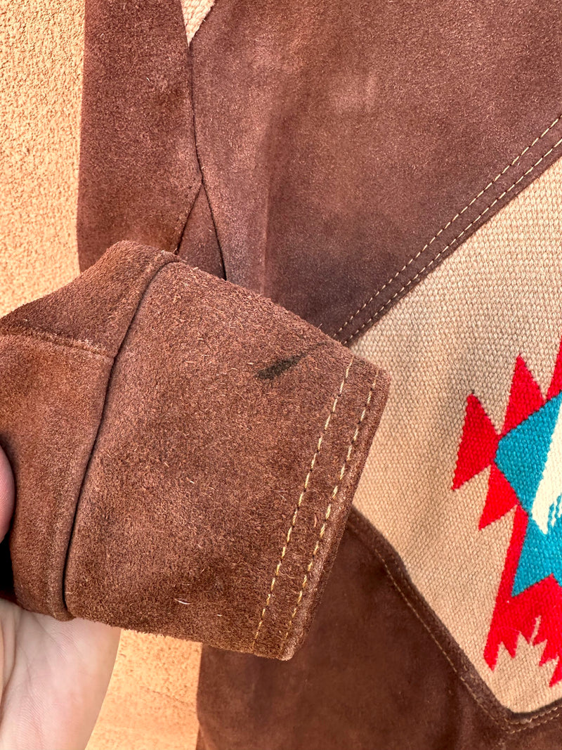 1970's Pioneer Wear Suede Jacket with Chimayo Wool Panels