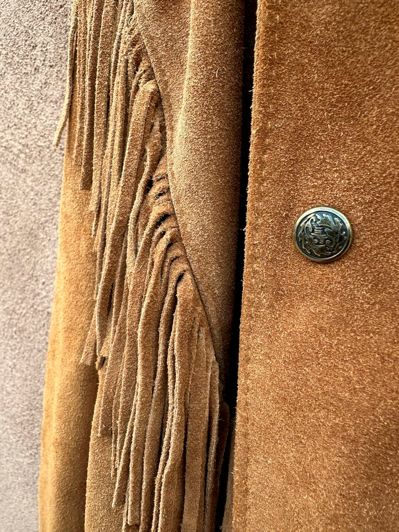 Lariat Leathers Heavy Suede Fringe Jacket with Leather Calvary Plate