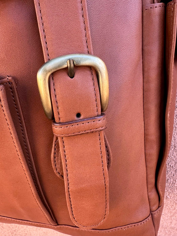 Brown Multi-Pocket Soft Leather Backpack