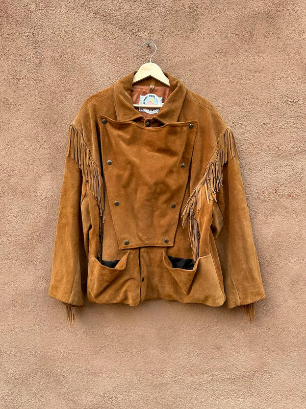 Lariat Leathers Heavy Suede Fringe Jacket with Leather Calvary Plate