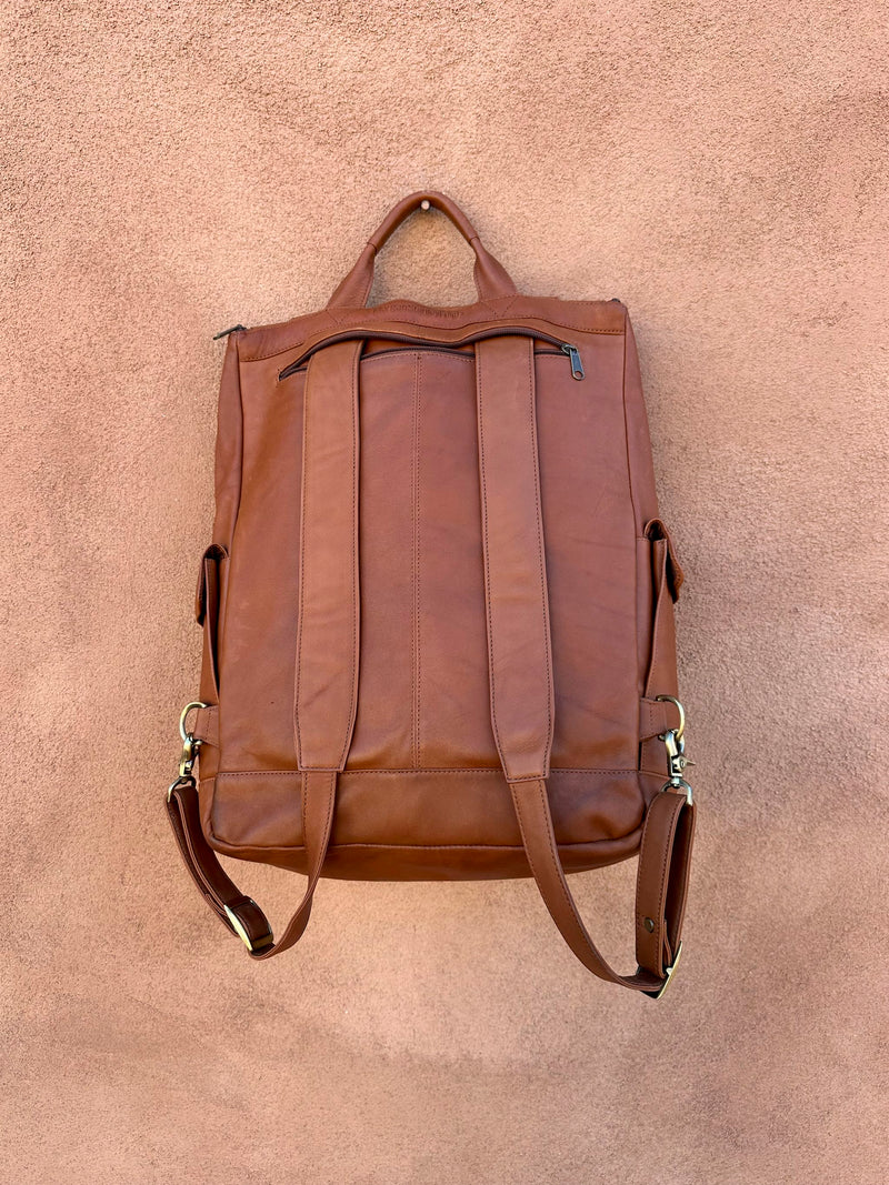 Brown Multi-Pocket Soft Leather Backpack