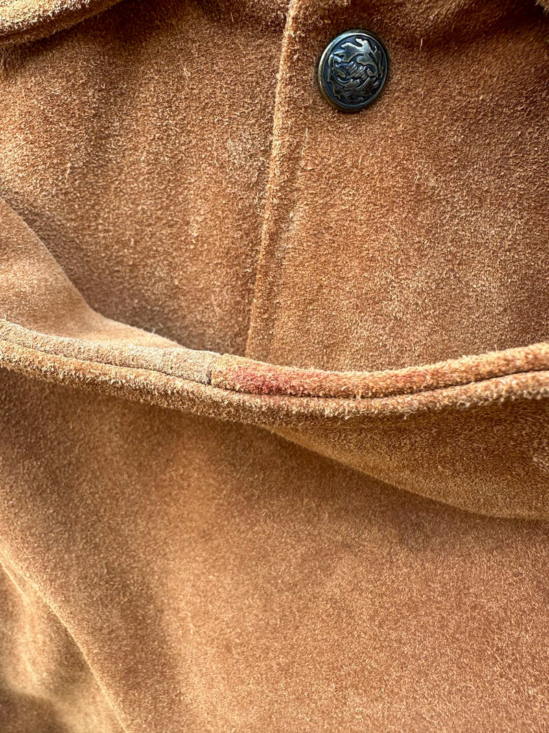 Lariat Leathers Heavy Suede Fringe Jacket with Leather Calvary Plate