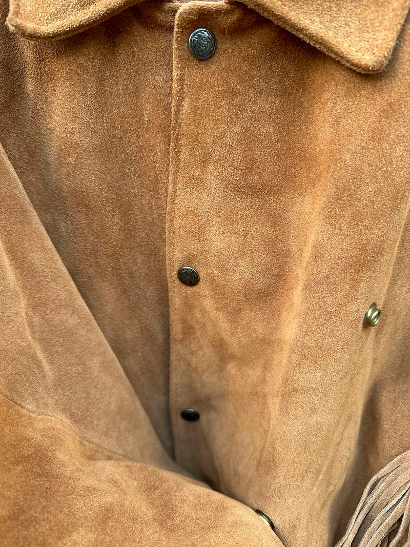 Lariat Leathers Heavy Suede Fringe Jacket with Leather Calvary Plate