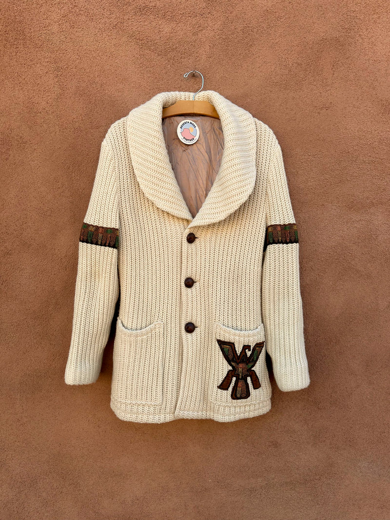 1960's Cardigan with Boho Applique Fully Lined