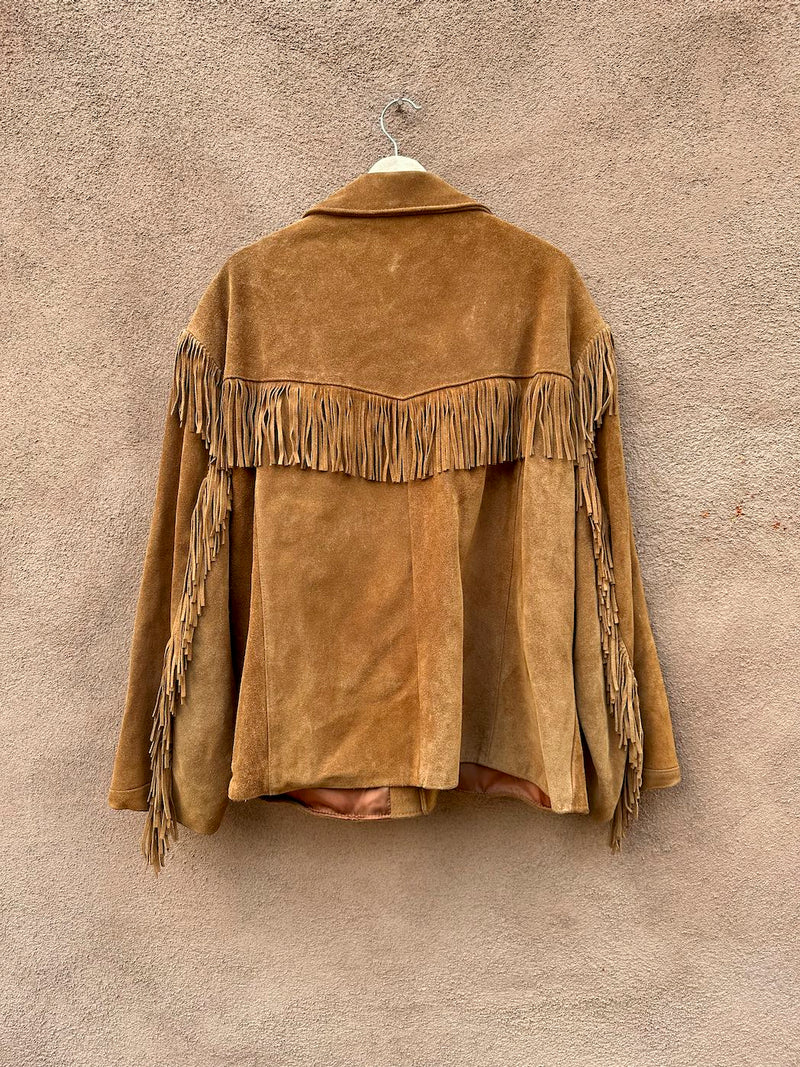 Lariat Leathers Heavy Suede Fringe Jacket with Leather Calvary Plate