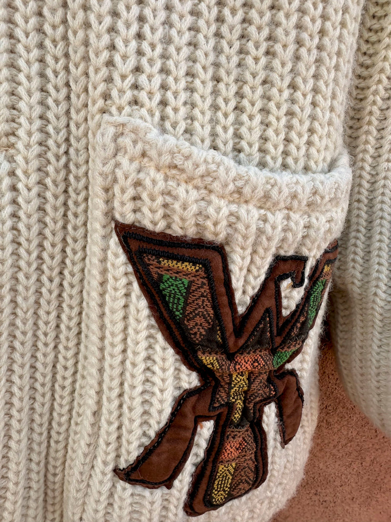 1960's Cardigan with Boho Applique Fully Lined