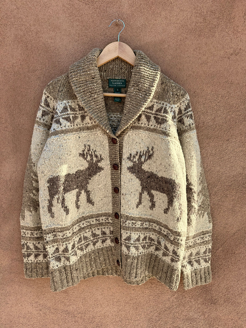Winter Deer Wool RL Lauren Cardigan Sweater
