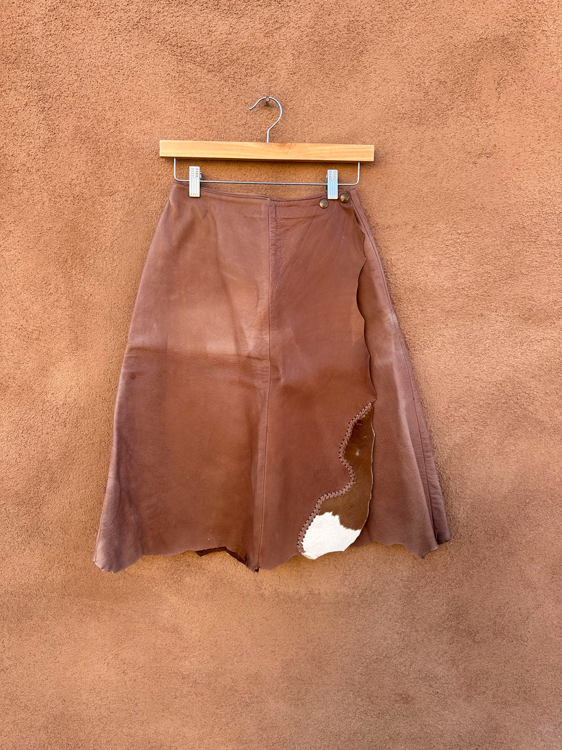 70's Western Co. Classic Leather Skirt with Braided Cowhide