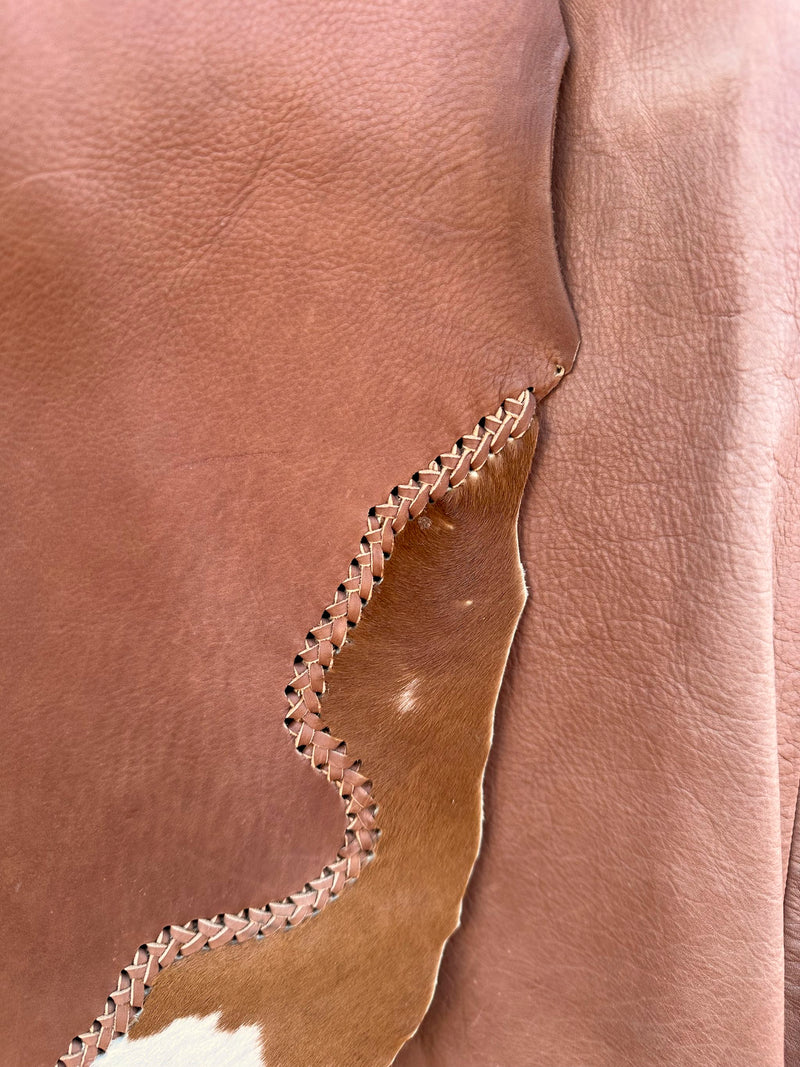 70's Western Co. Classic Leather Skirt with Braided Cowhide