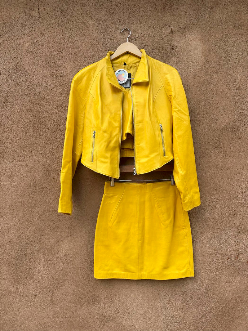 Canary Yellow 3-Piece Leather Set by Michael Hoban North Beach