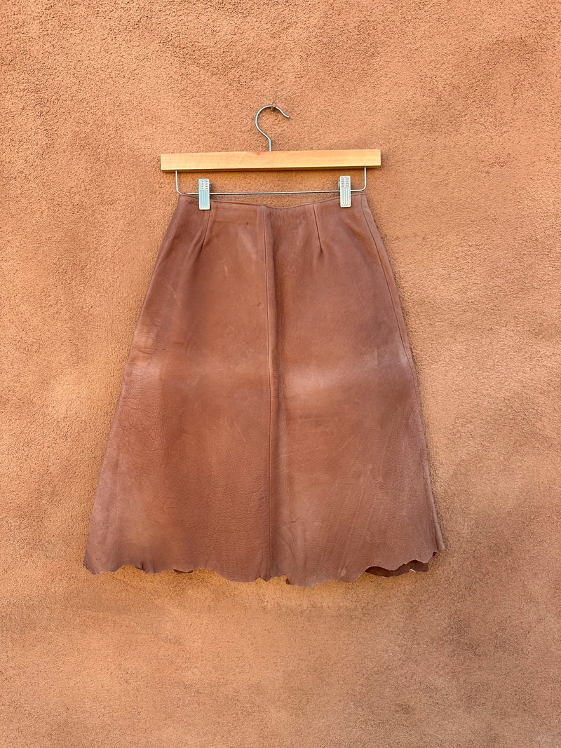 70's Western Co. Classic Leather Skirt with Braided Cowhide