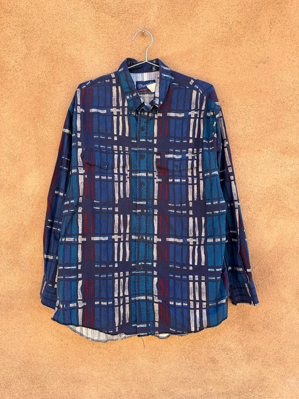 Artsy Windowpane Wrangler Long Sleeve Shirt, Cotton