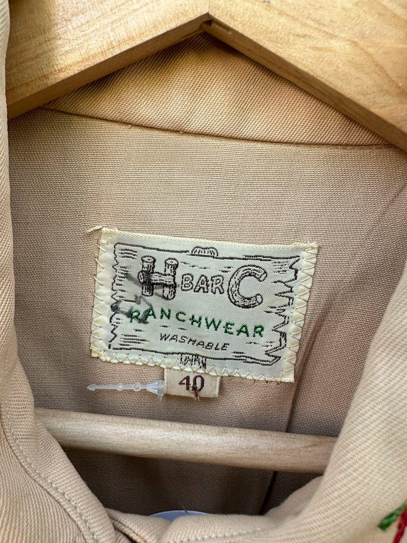 1950's H Bar C Ranchwear Gabardine Blouse with Chainstitch Detail