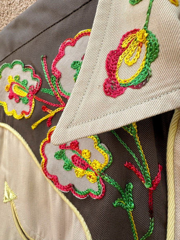 1950's H Bar C Ranchwear Gabardine Blouse with Chainstitch Detail