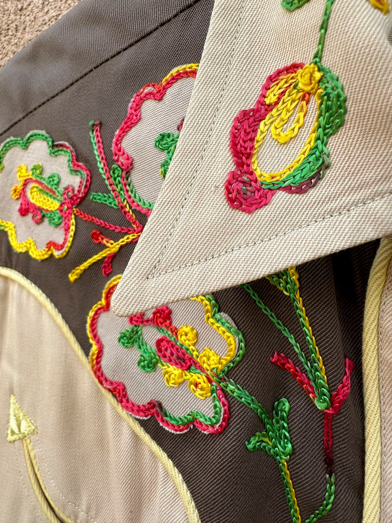 1950's H Bar C Ranchwear Gabardine Blouse with Chainstitch Detail