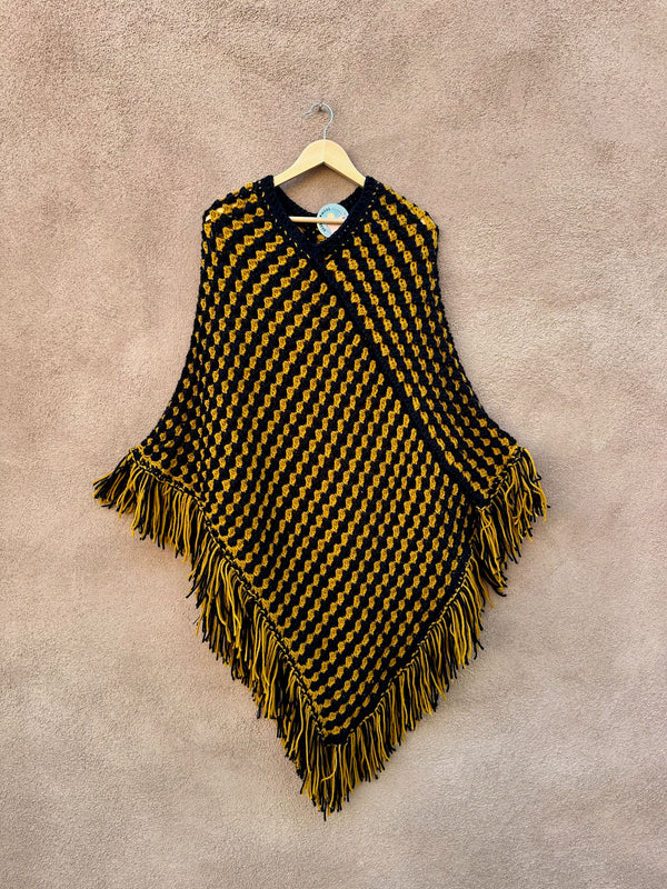 1970's Black & Gold Acrylic Poncho