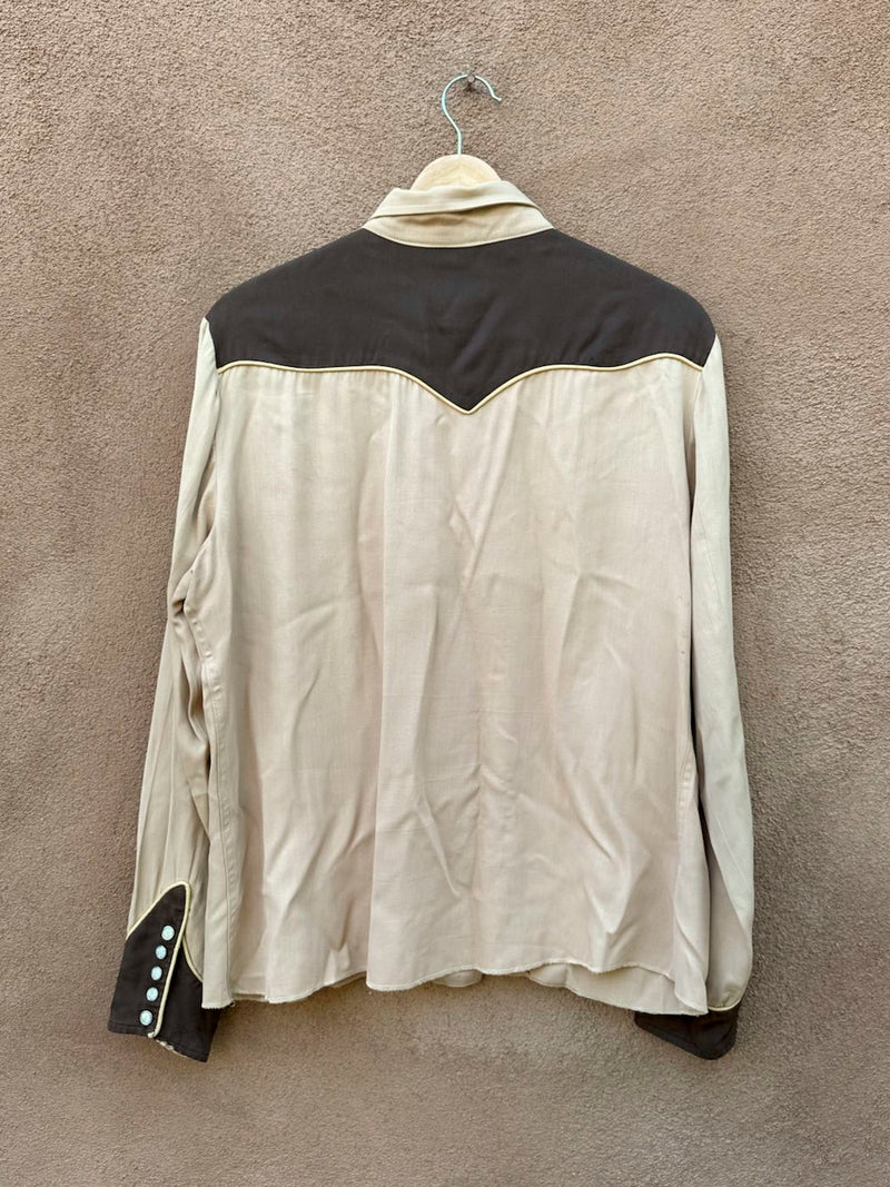 1950's H Bar C Ranchwear Gabardine Blouse with Chainstitch Detail