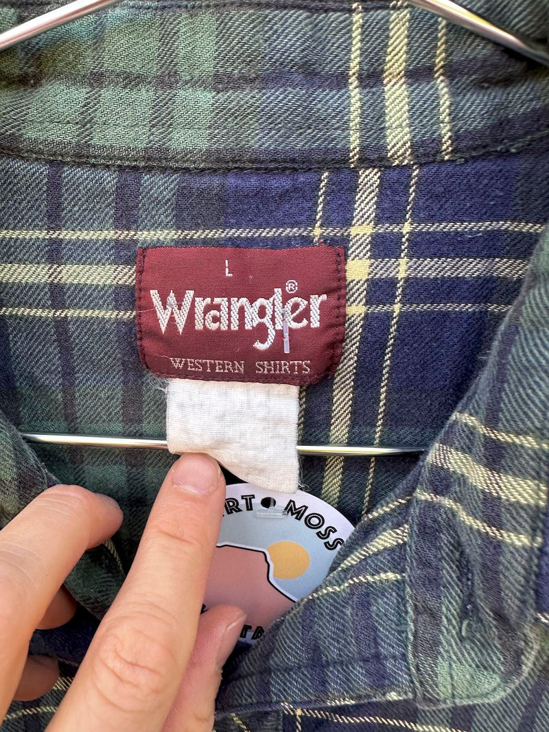 Green & Blue Plaid Wrangler Shirt