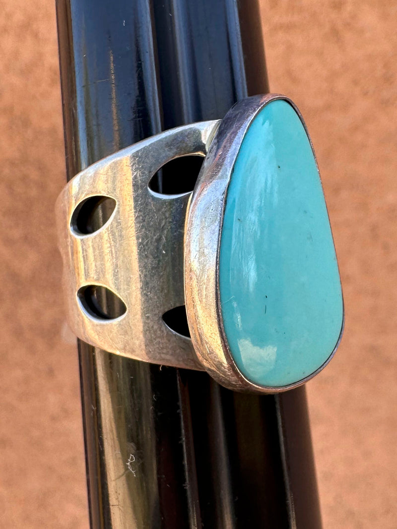 DTR Stamped Turquoise and .925 Silver Ring