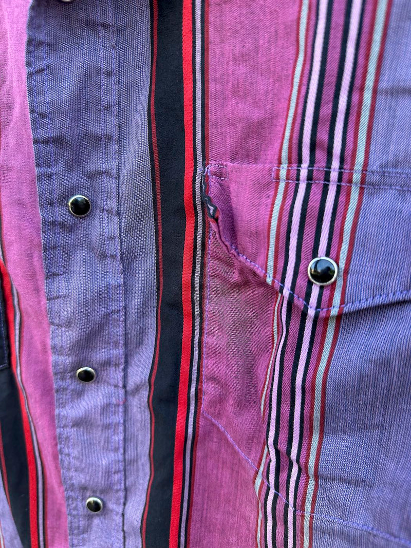 Wrangler Western Cowboy Cut Pink/Black Striped Shirt