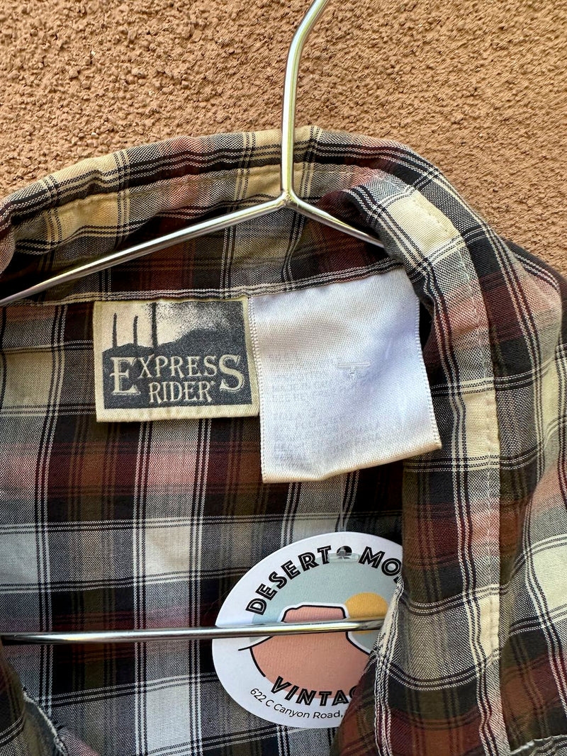 Express Rider Brown Plaid Western Shirt