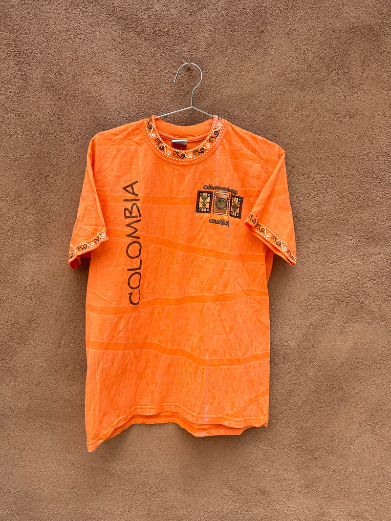 Orange Colombia T-shirt - Hand Painted