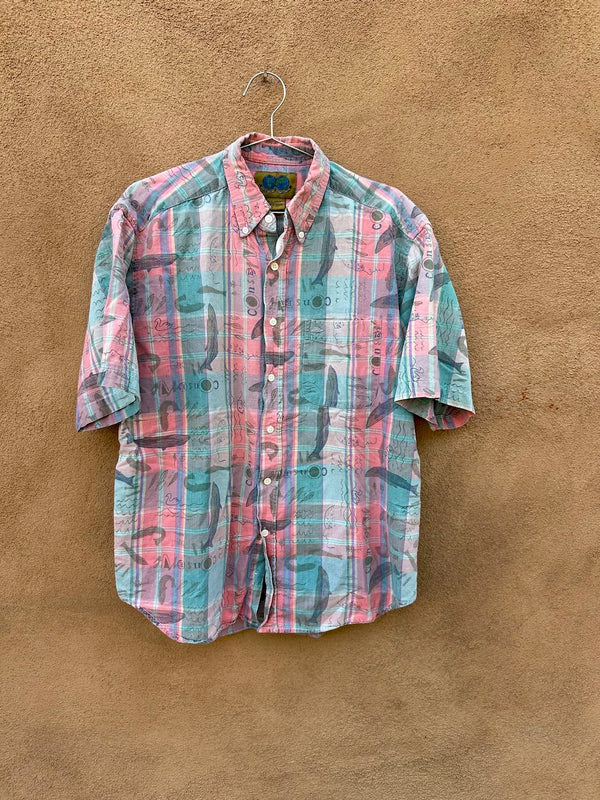 Native Habitat Planet Earth Dolphin Plaid Shirt