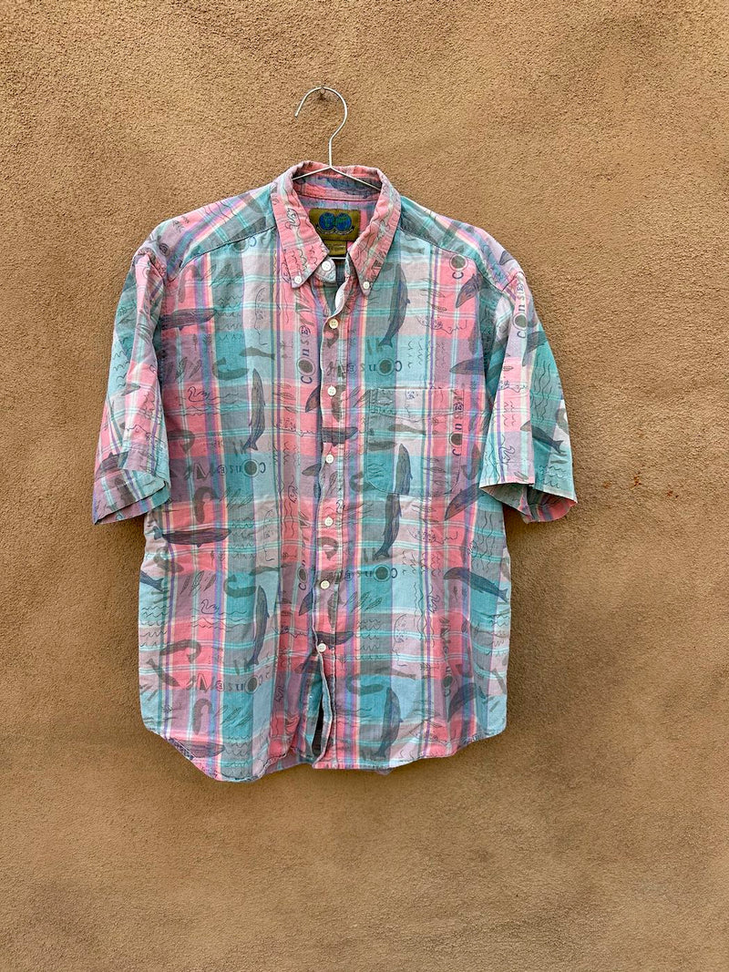 Native Habitat Planet Earth Dolphin Plaid Shirt