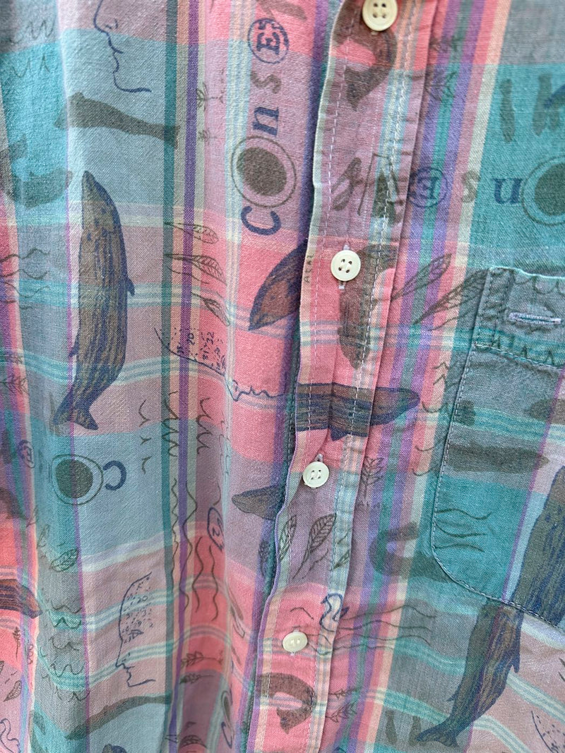 Native Habitat Planet Earth Dolphin Plaid Shirt