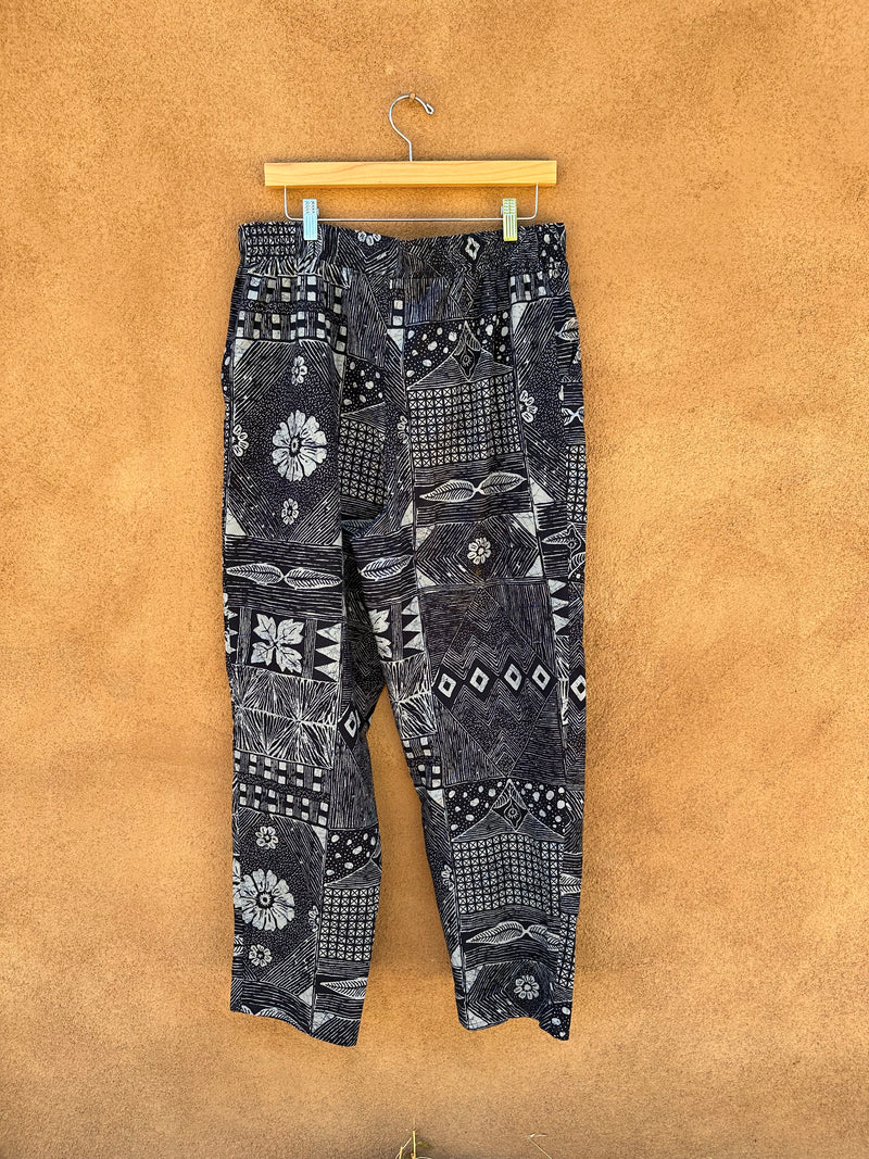 Hawaiian Block Print Baggy Pants
