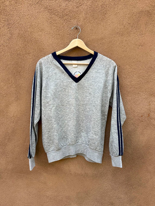 1970's Heather Gray V-neck Sweatshirt - Made in USA