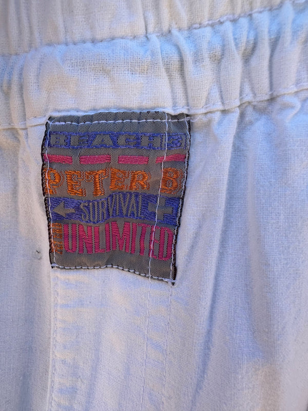 Peter B. Beach Patrol White Baggy Pants - as is