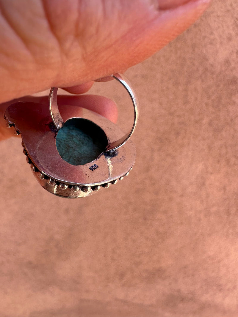 Sacred Heart Turquoise and Sterling Silver Ring