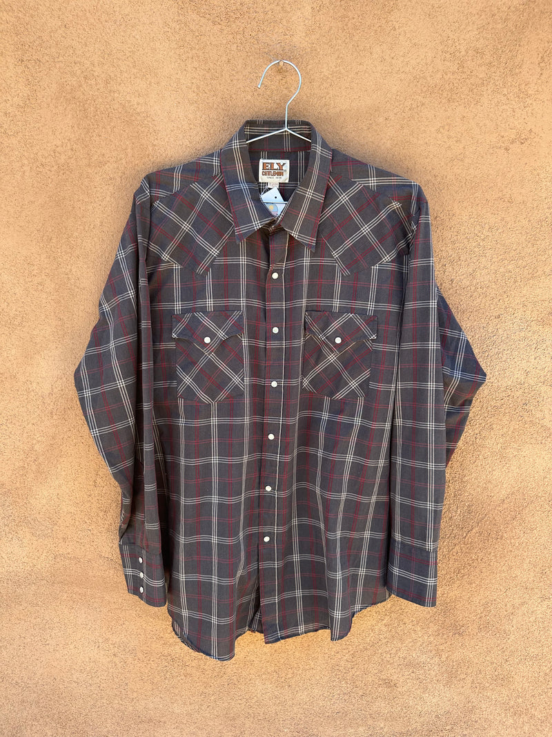 Brown, Tan, Red Plaid Ely Cattleman Western Shirt