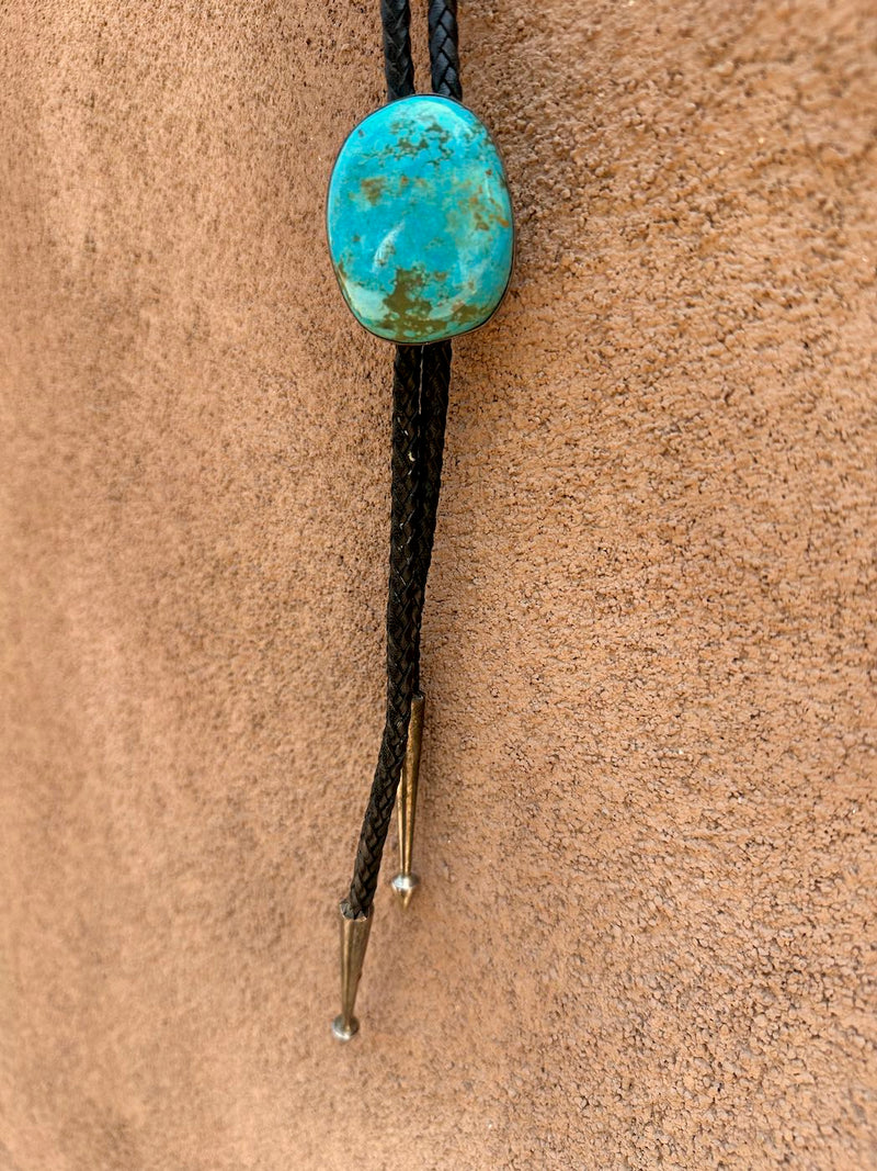 1960's Turquoise Mountain Birds Eye Bolo Tie