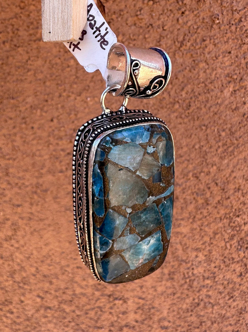 Blue Apatite Sterling Silver Pendant