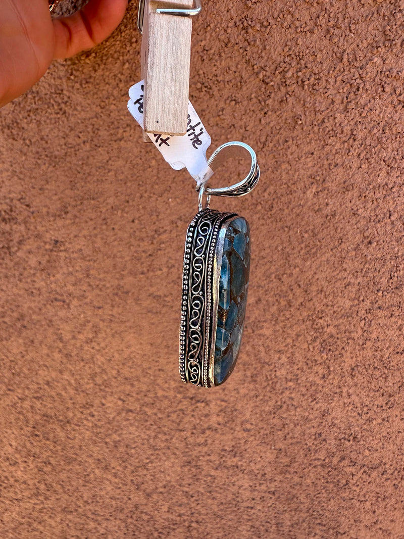 Blue Apatite Sterling Silver Pendant