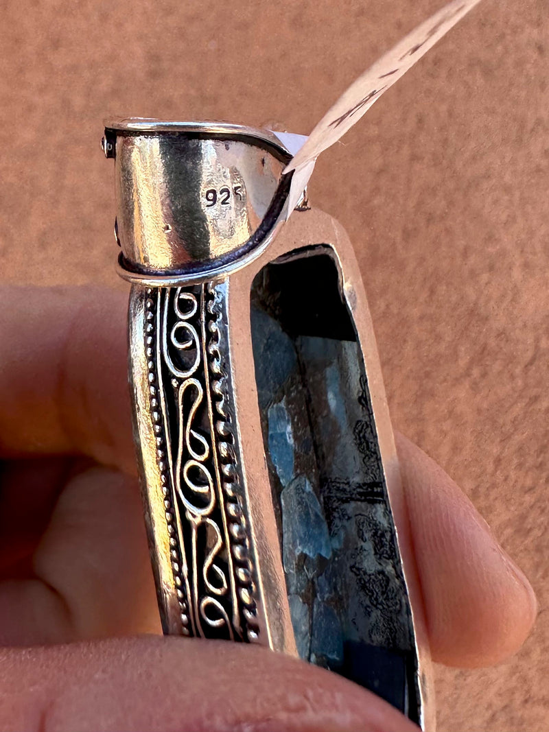 Blue Apatite Sterling Silver Pendant