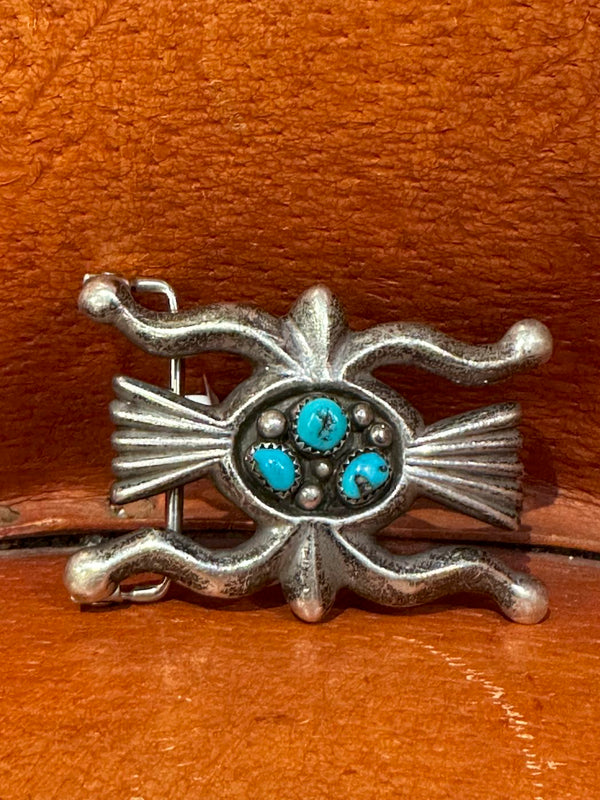Sandcast Sterling & Turquoise Belt Buckle