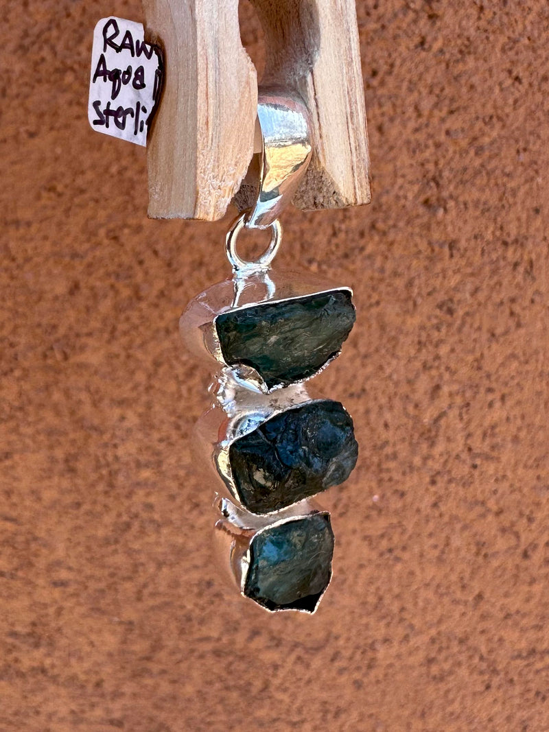 Raw Aqua Marine Sterling Silver Pendant