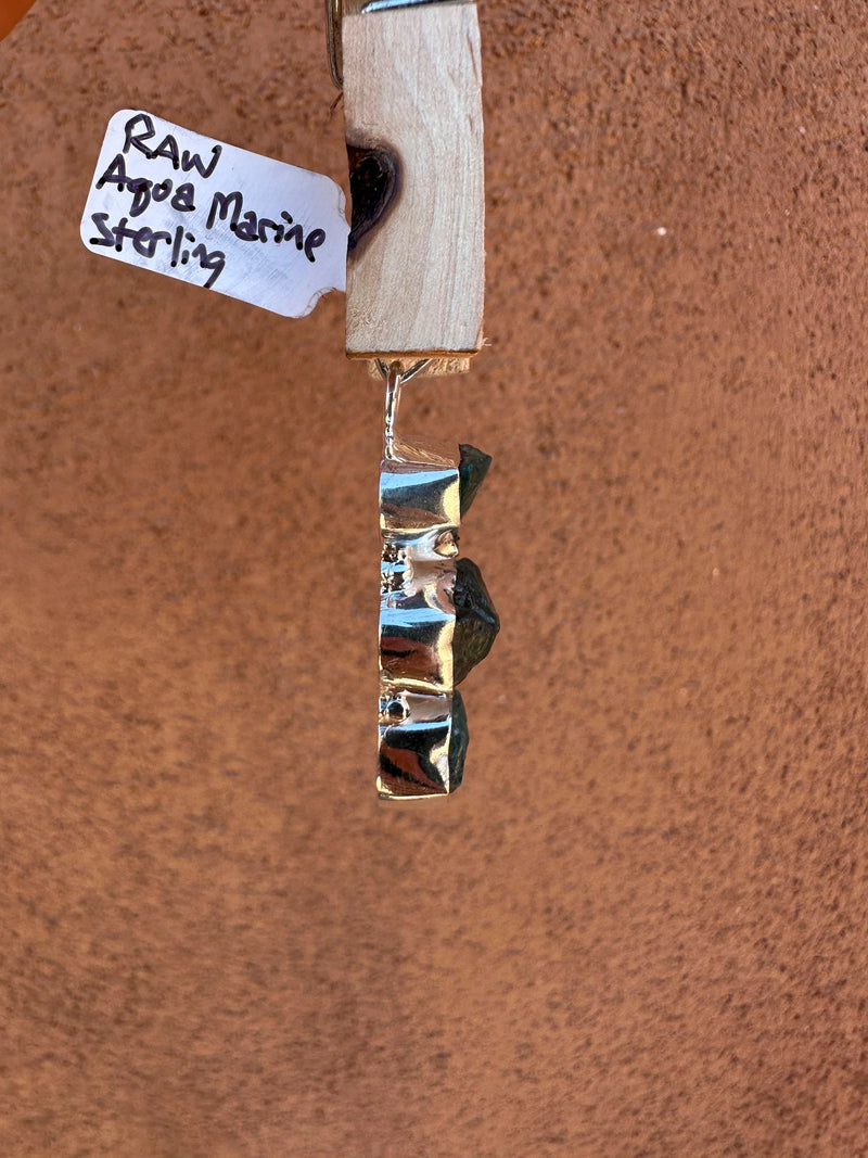 Raw Aqua Marine Sterling Silver Pendant