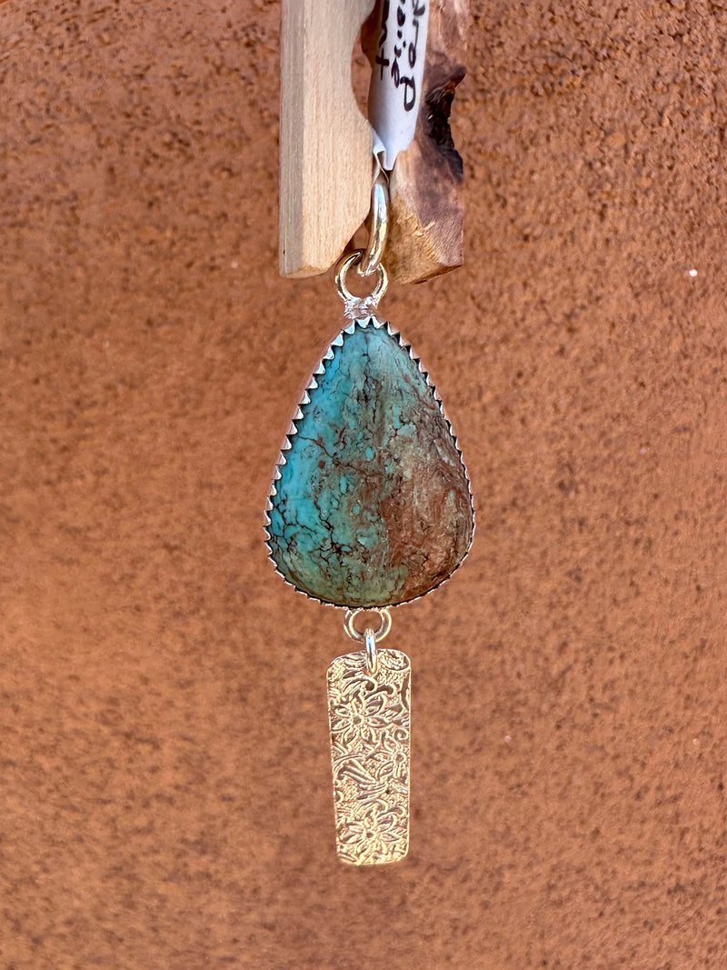 Turquoise Teardrop and Silver Pendant