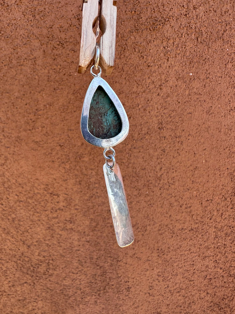 Turquoise Teardrop and Silver Pendant