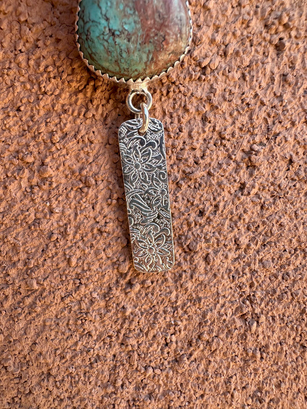 Turquoise Teardrop and Silver Pendant