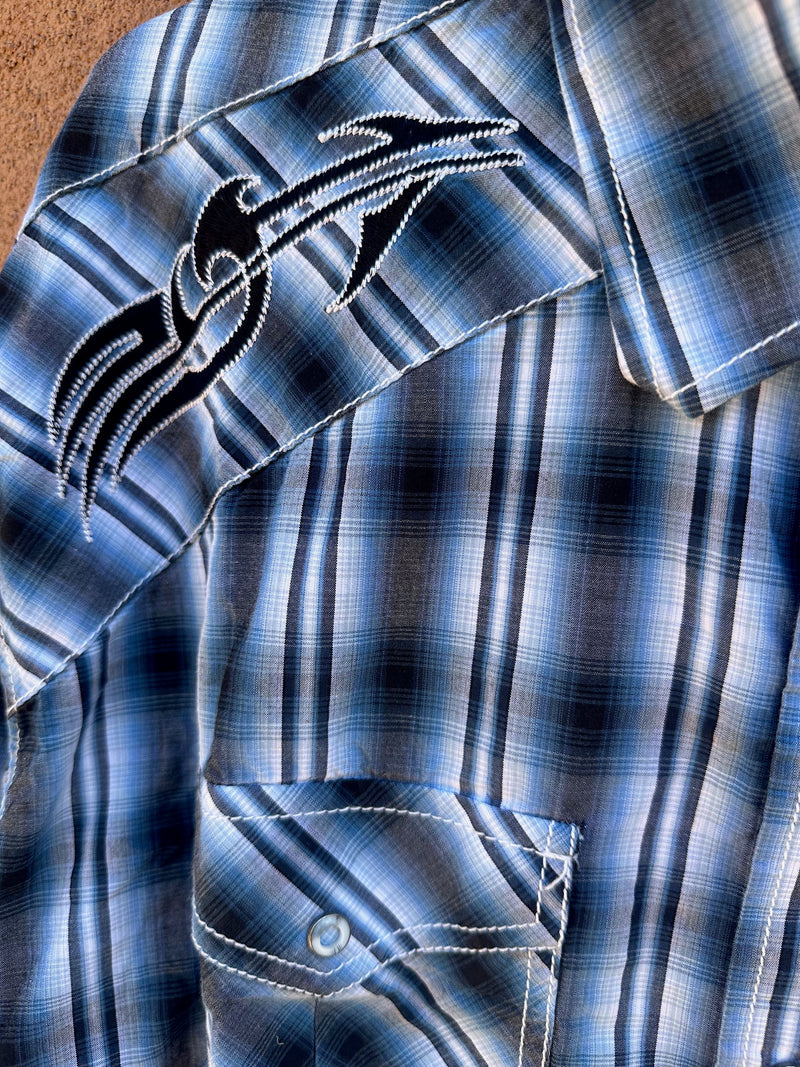 Blue Plaid Rafter C Western Shirt